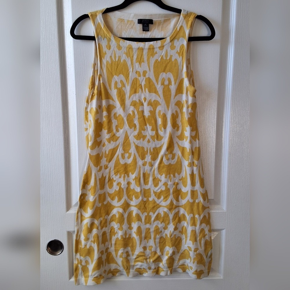 J. Crew Boat Neck Ornate Patterned Cotton‎ Tank Mini Dress Art Nouveau Layering